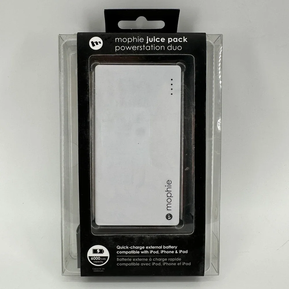 Mophie Juice Pack Powerstation Duo 6000mAh Dual USB External Battery White